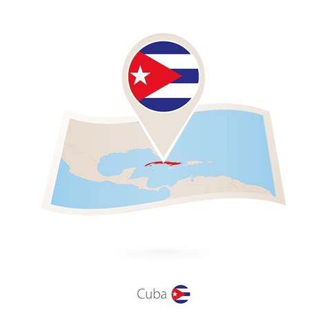 Mapa De Papel Dobrado De Cuba Alfinete De Bandeira De Cuba Vetor