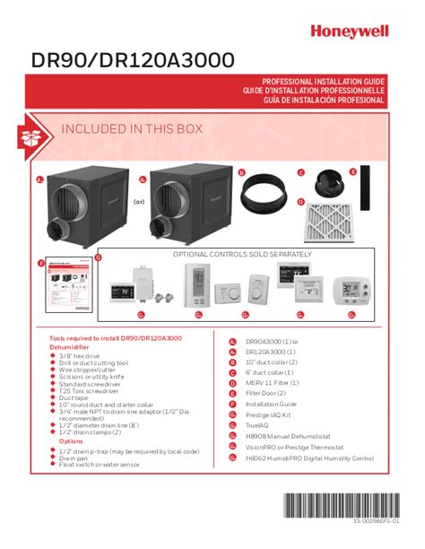 Honeywell Dr90a3000 Dr120a3000 Installation Manual