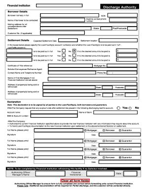 Fillable Online Lawsociety Discharge Authority Application For A