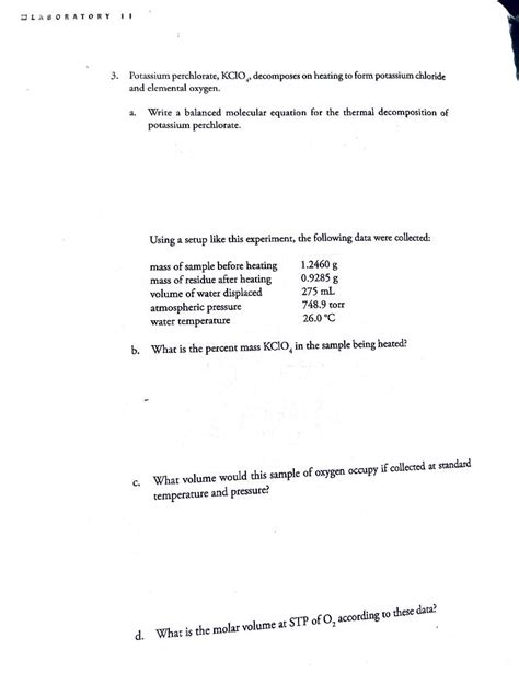 Solved LABORATORY 11 3 Potassium Perchlorate KCIO Chegg