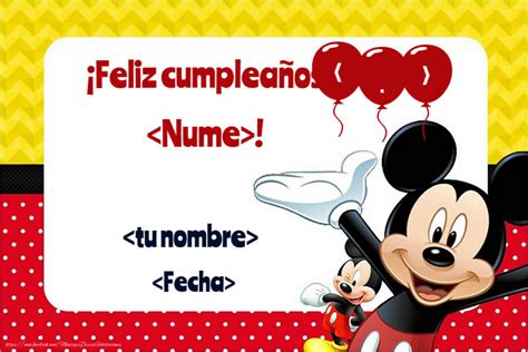 Feliz cumpleaños con Mickey Mouse para niños Crea felicitaciones