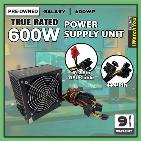 600W True Rated PSU Power Supply Unit 600WP With GPU Cable 24