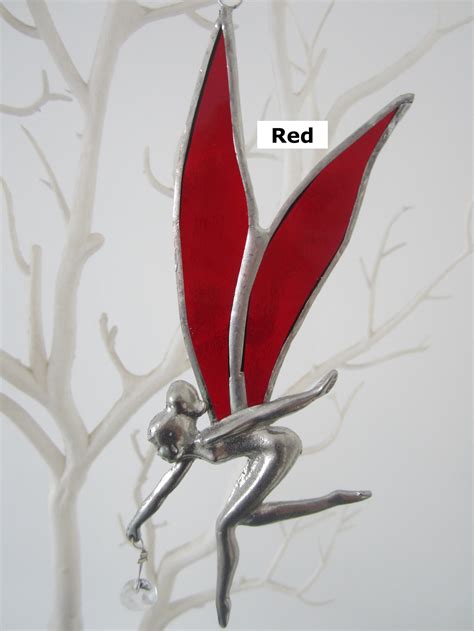 Tinkerbell Fairy Stained Glass Suncatcher Pewter Body Holding Etsy