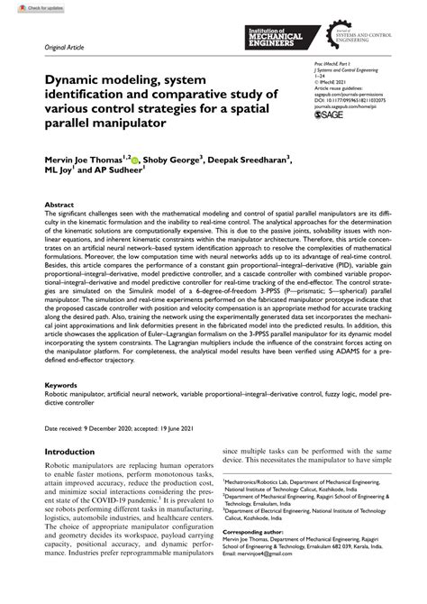 PDF Dynamic Modeling System Identification And Comparative Study Of