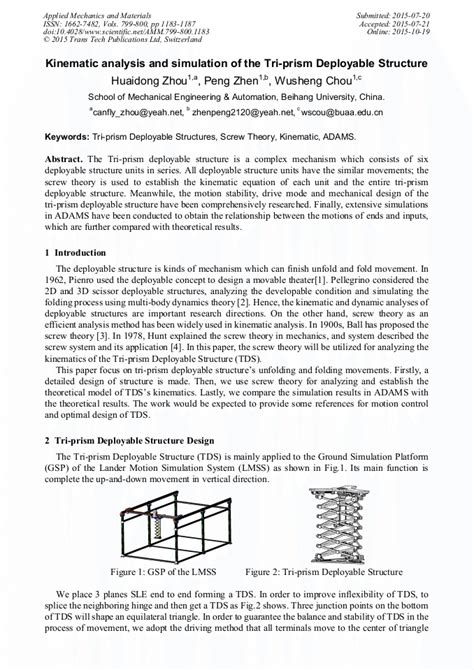 Kinematic Analysis And Simulation Of The Tri Prism Deployable Structure