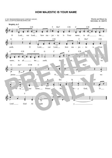 Sandi Patty How Majestic Is Your Name Sheet Music