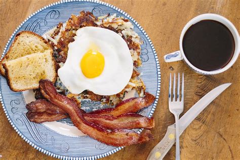 Homemade American Classic Hash Browns Fried Egg Bacon And Toast Rfood