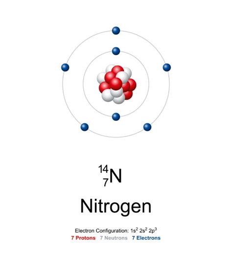 Nitrogen Atom Model Of Nitrogen 14 With 7 Protons 7 Royalty Free