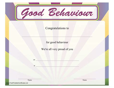 Good Behaviour Certificate Template Download Printable Pdf Templateroller