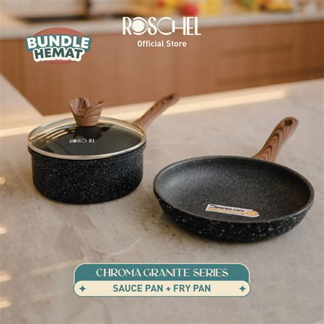 Jual Roschel Chroma Granite Frypan 22 Cm Sauce Pan 18 Cm Non Stick