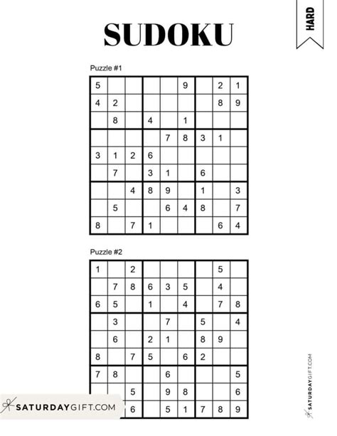 Free Printable Sudoku Puzzles Saturdaygift