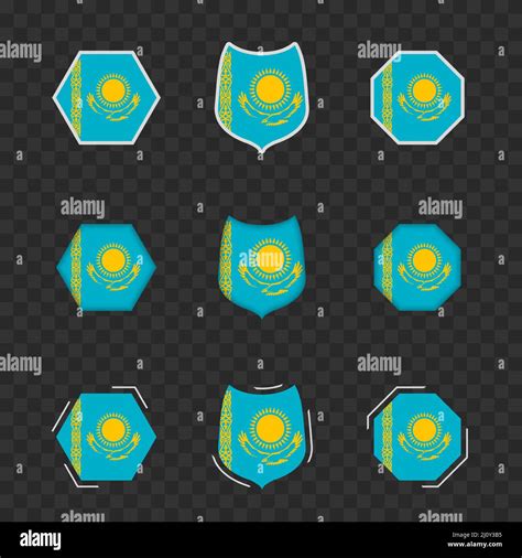 National Symbols Of Kazakhstan On A Dark Transparent Background Vector