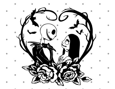 Jack And Sally In Heart Svg The Nightmare Before Svg Jack Svg Etsy