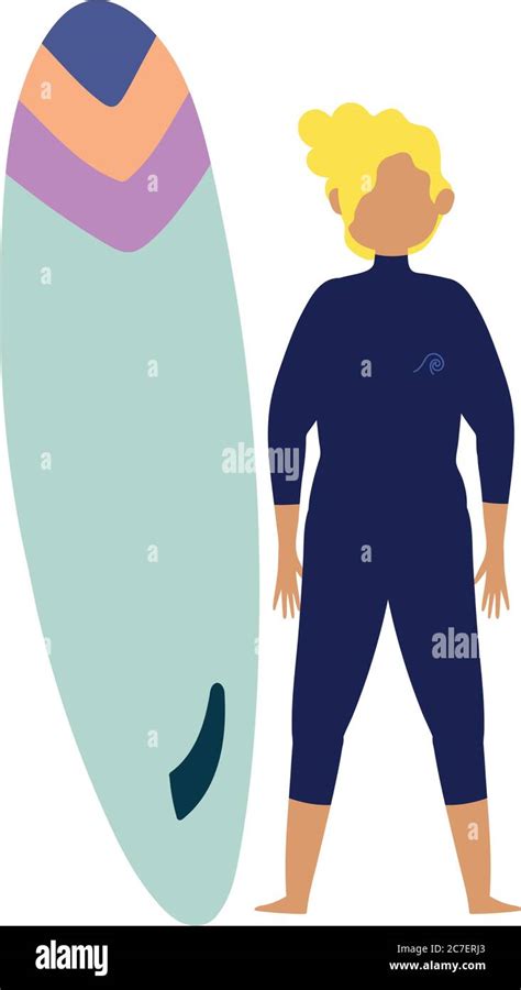 People Summer Related Design Man With Swimsuit And Surfboard Cartoon