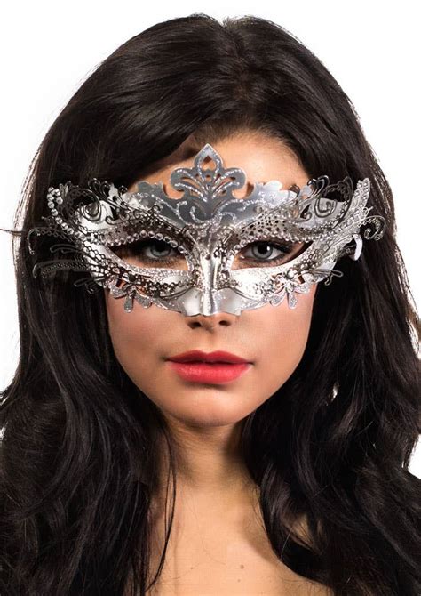 Metal Overlay Silver Glitter Masquerade Mask Silver Masquerade Mask