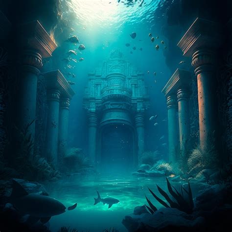 Premium Photo Underwater Lost City Atlantis And Its Ruins