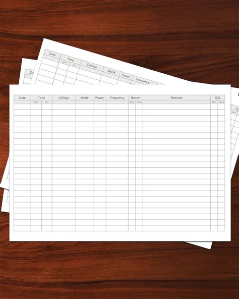 Ham Radio Log Sheets Printable Amateur Radio Log Logbook And QSL