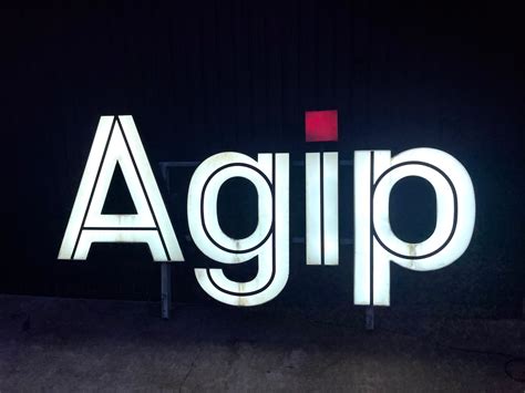 Place Bid - Vintage Illuminated AGIP Oil Sign | PCARMARKET