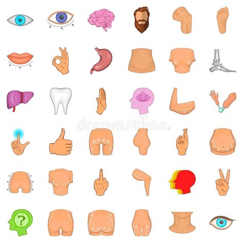 Human Body Icons Set Cartoon Style Stock Vector Illustration Of Palm