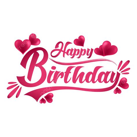 Happy Birthday Typography Vector Png Images Happy Birthday Pink