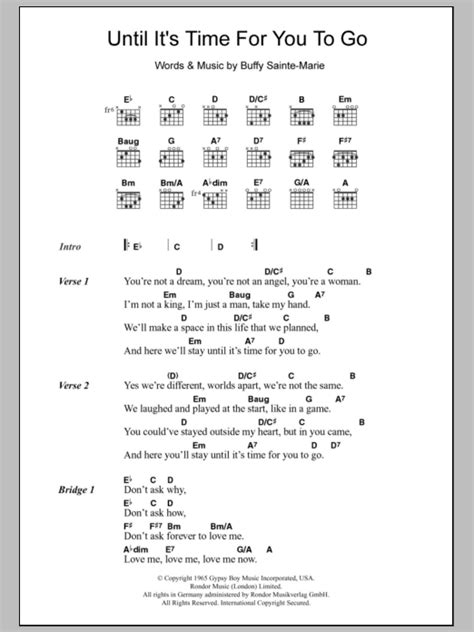 Until It's Time For You To Go by Buffy Sainte-Marie - Guitar Chords ...