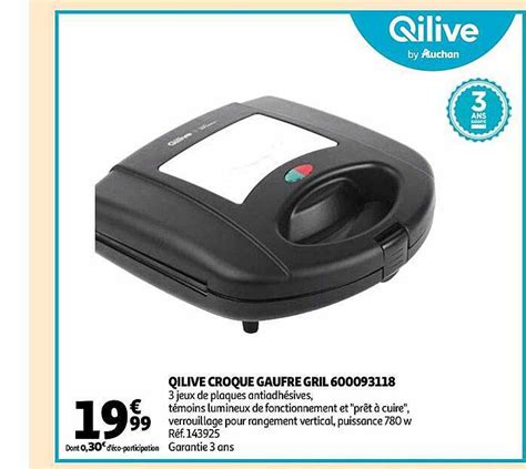 Promo Qilive Croque Gaufre Gril 600093118 Chez Auchan ICatalogue Fr