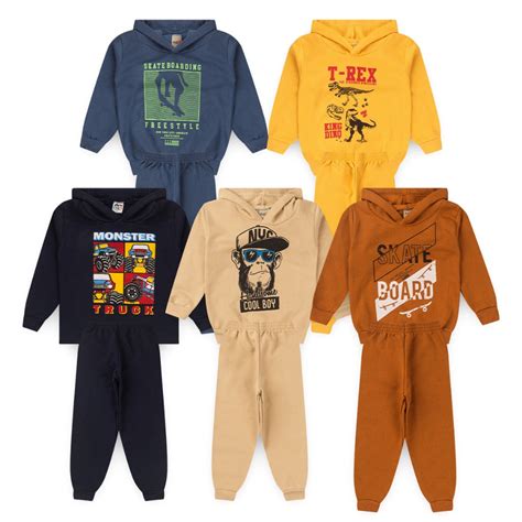 Kit Pe As De Roupas Conjunto Moletom Capuz Masculino Infantil Menino