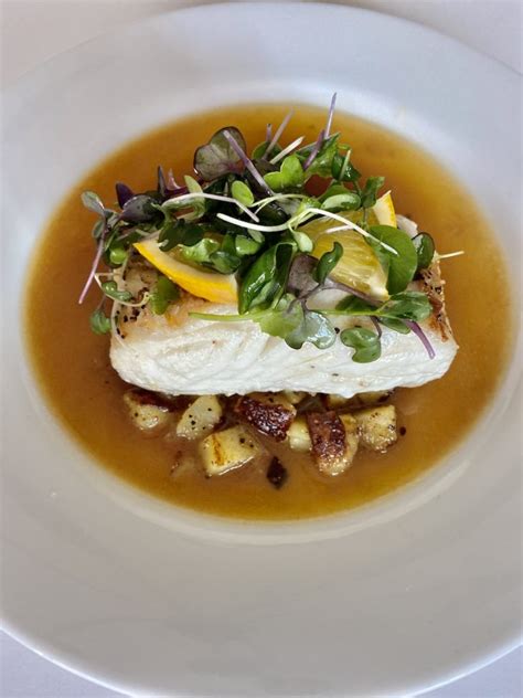 Pan Seared Halibut With Orange Sauce Shredded Sprout