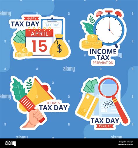 Tax Day Label Flat Cartoon Hand Drawn Templates Background Illustration