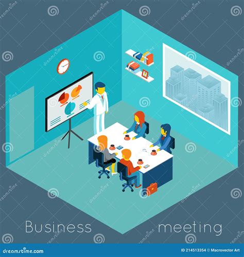 Isometric 3d Business Meeting Stock Vector Illustration Of Management