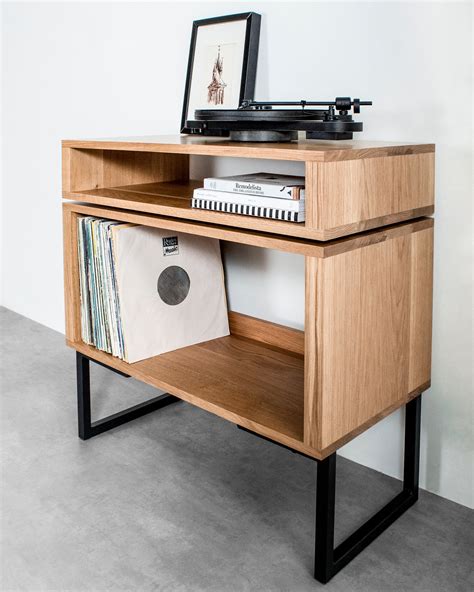 Solid Premium Oak Record Player Stand With Vinyl Storage On Etsy