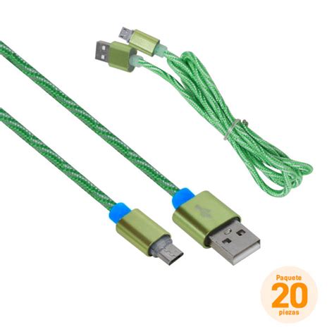 Paquete De 20 Cables USB A Micro USB 1 M Con Luz LED Buytiti