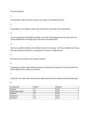 Paper Chromatography Docx Pre Lab Questions 1 The Substance With