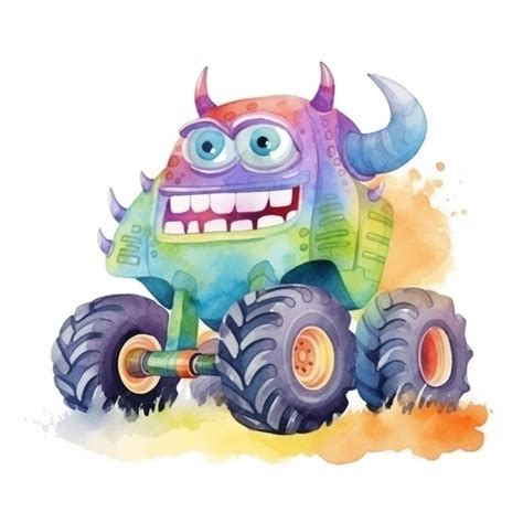 Carros Monstro Desenho - Carro monstro monstro monstro com um chifre grande. ilustração em ...
