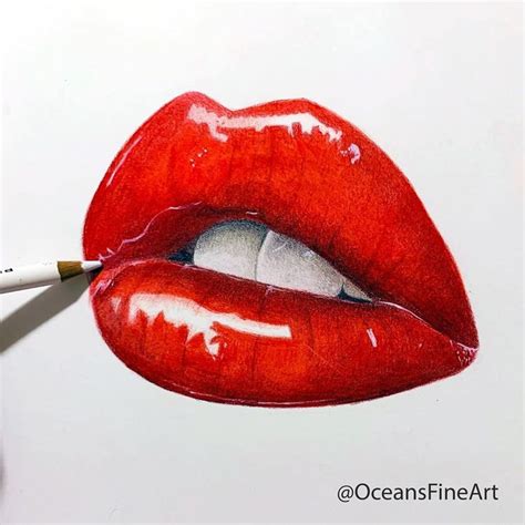 Colored Pencil Drawing Of Lips Oceansfineart Lips Drawing Art