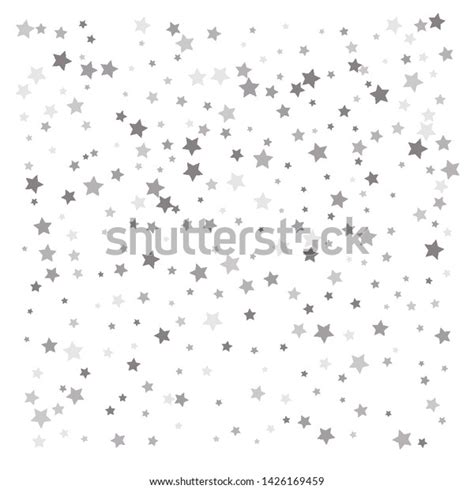 Random Falling Silver Stars On White Stock Vector Royalty Free