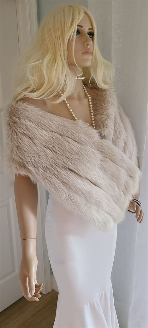 Luxury Vintage Fox Fur Stole Real Fox Fur Shawl Bridal Fur Wrap