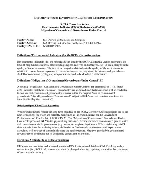 Fillable Online Rcra Corrective Action Environmental Indicator Ei