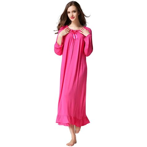 Full Sleeve Lady Modal Nightdress Spring Autumn Casual Home Dressing