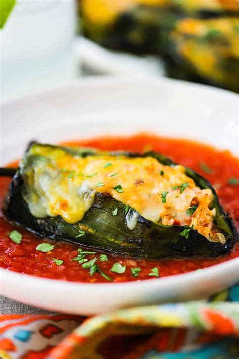 Stuffed Poblanos with Red Sauce - How To Feed A Loon