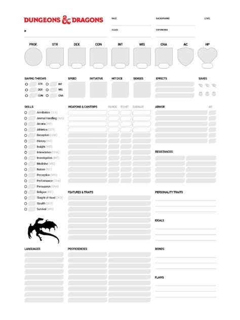 D&D Character Sheet - Simplified | PDF