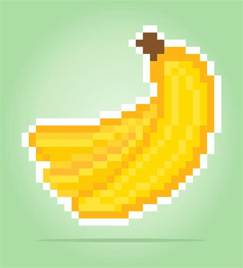 8 Bit Pixel Art Banana Fruit Pixels For Game Assets In Vector