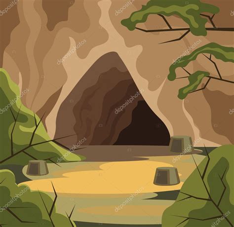 Antigua Cueva Vector Plano Ilustraci N De Dibujos Animados Stock