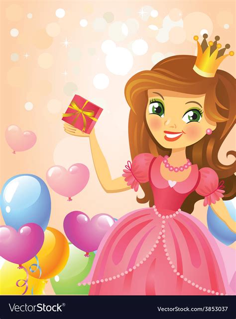 Happy Birthday Princess Greeting Card Royalty Free Vector