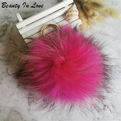 Big 15cm Fluffy Real Fox Fur Ball Pom Poms Natural Fur Pompom Leather