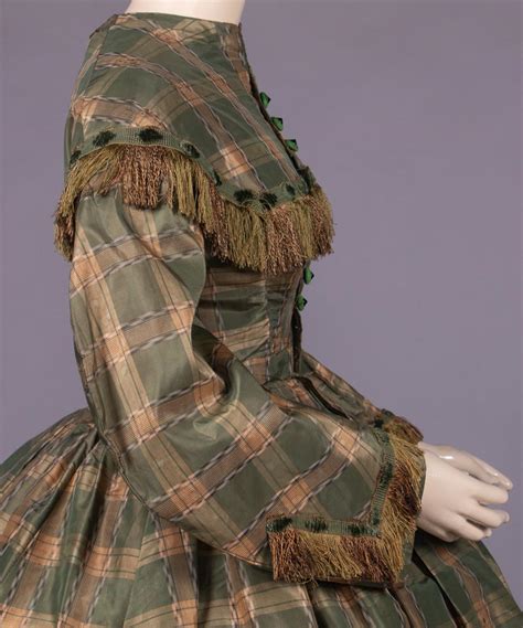 Sold Price Young Ladies Plaid Silk Taffeta Day Dress C 1860