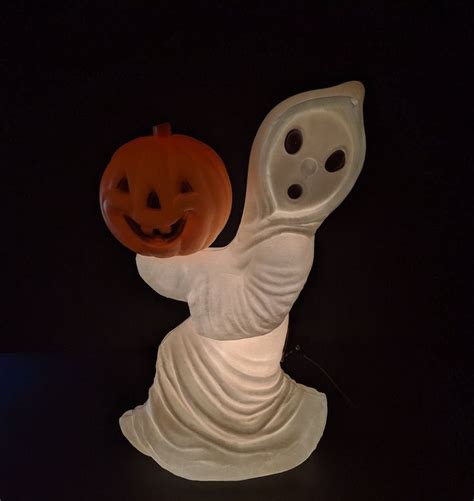 Vtg General Foam Ghost Holding Pumpkin 13 Halloween Blow Etsy