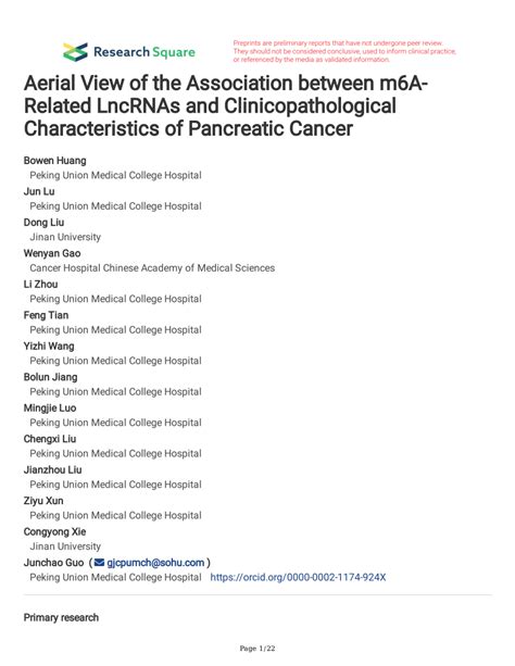 Pdf Aerial View Of The Association Between M6a Related Lncrnas And