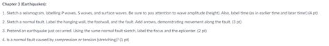 Solved Chapter 3 Earthquakes Sketch A Seismogram Chegg