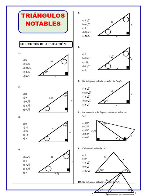 Ejercicios De Triangulos Notables Para Segundo De Secundaria Pdf Geometría Elemental